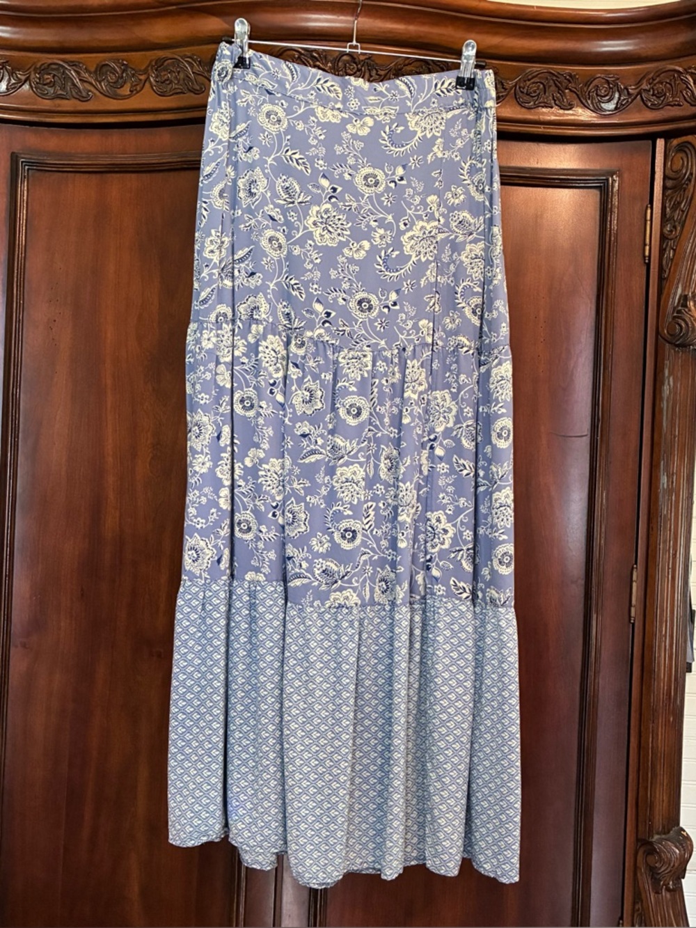 Angie Lavender Floral Tiered Maxi Skirt